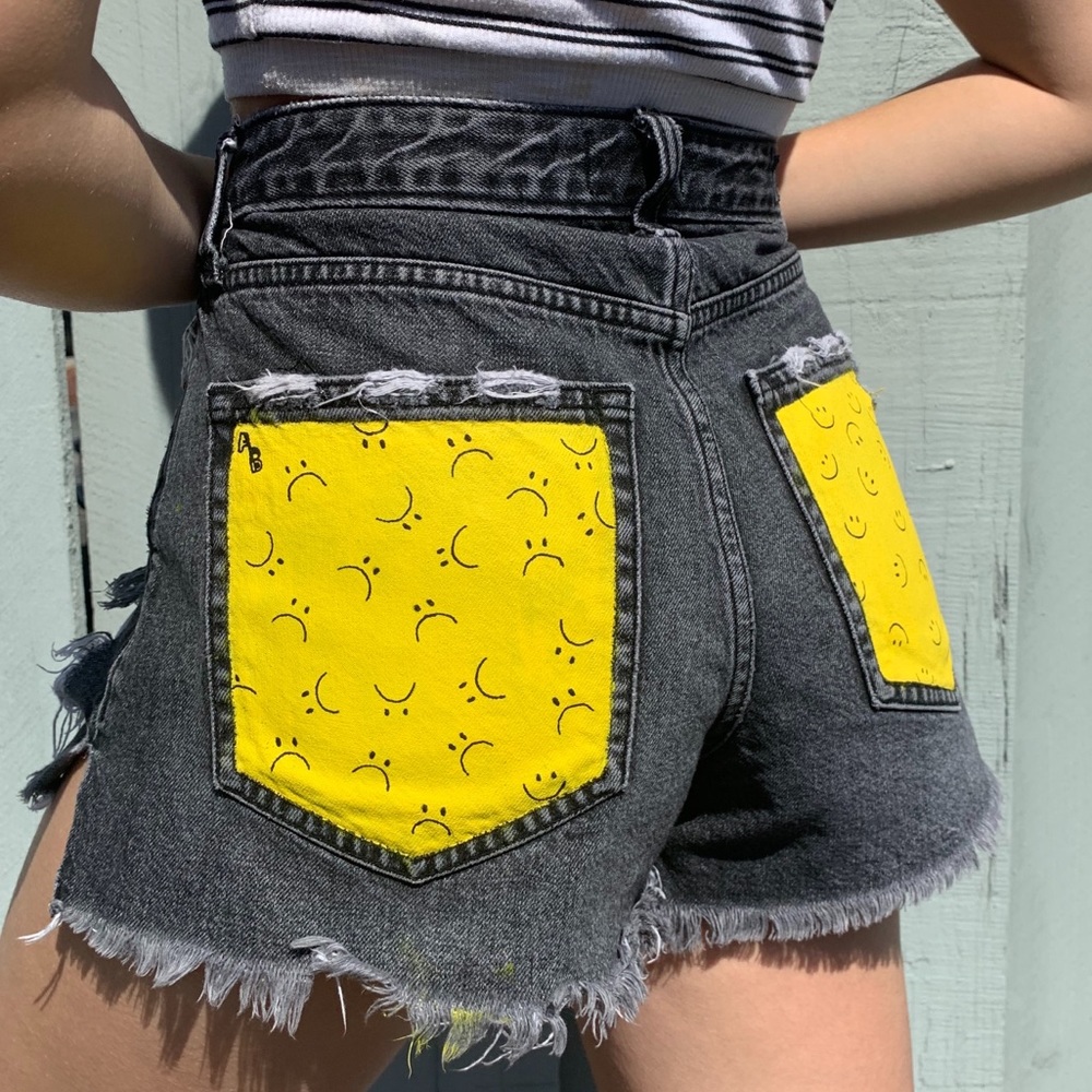 custom painted (by me) a&f “anne high rise” shorts